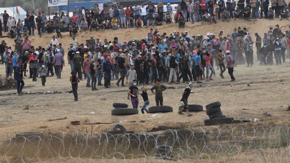 Voldelig palestinske demonstrasjoner ved grensen mellom Gazastripen og Israel. Foto: Israel Defence Forces Spokeperson's Unit.