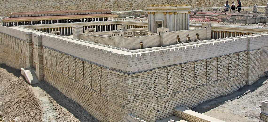 Modell av Det andre jødiske tempelet i Jerusalem. Ifølge palestina-arabernes religiøse og politiske ledere har det aldri eksistert.. Foto: Ariely/Wikimedia Commons License - https://commons.wikimedia.org/wiki/User:Ariely.